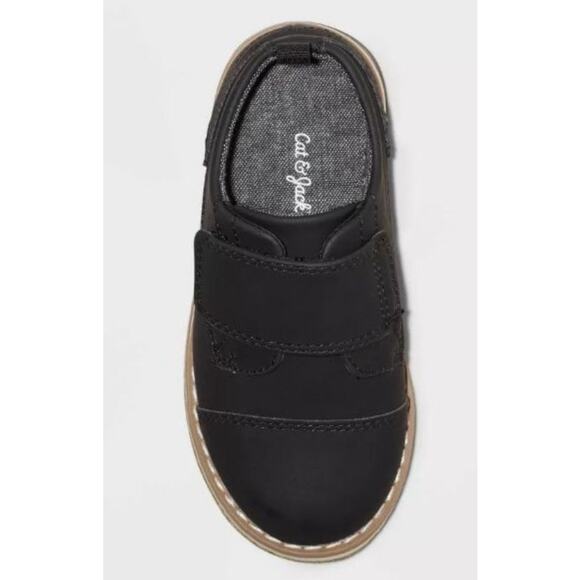 Cat & Jack NWT Adonis Derby Shoes Black Size 10 Boy Slip On Velcro Formal Causal - Picture 3 of 7